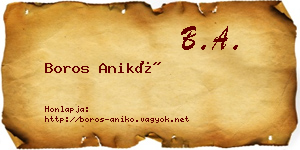 Boros Anikó névjegykártya